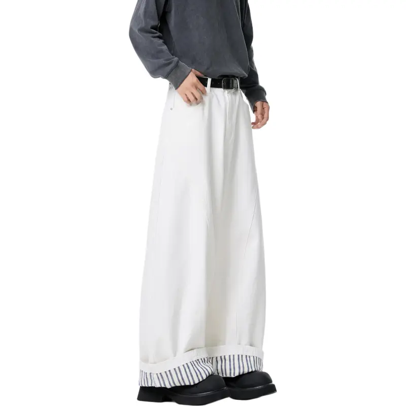 WARNING LIGHT Casual Pants Unisex White-1