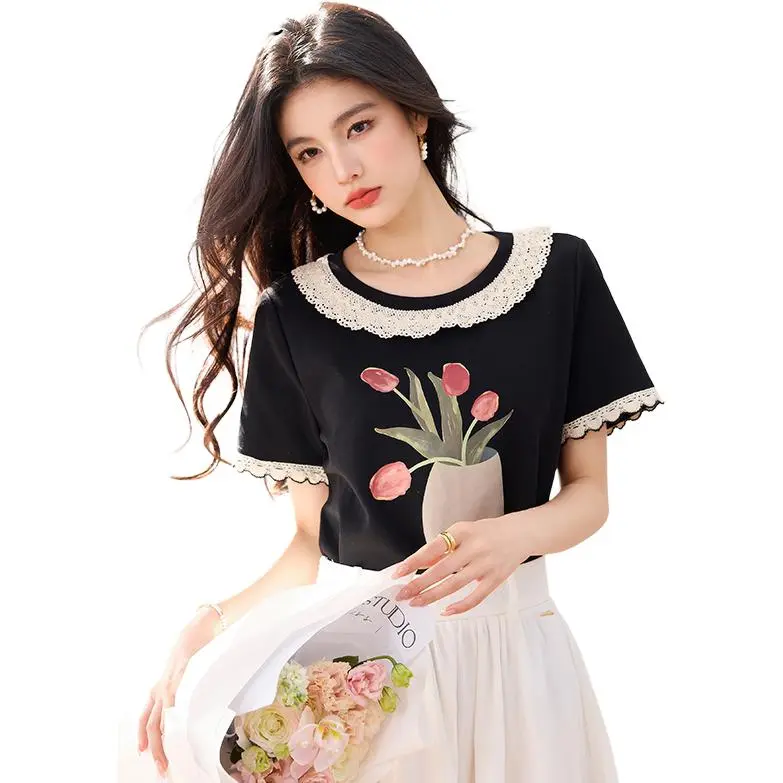 La Chapelle Regular T Shirt Women's Black-1