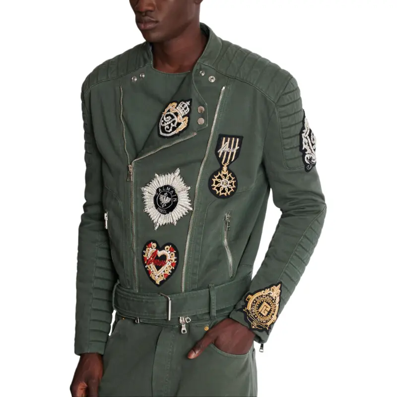 BALMAIN Patch Detailed Long Sleeved Biker Jacket-5