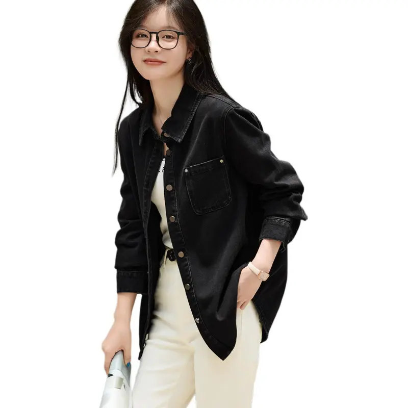 Mo Han Yi Mei Denim Jacket Women's Black-1
