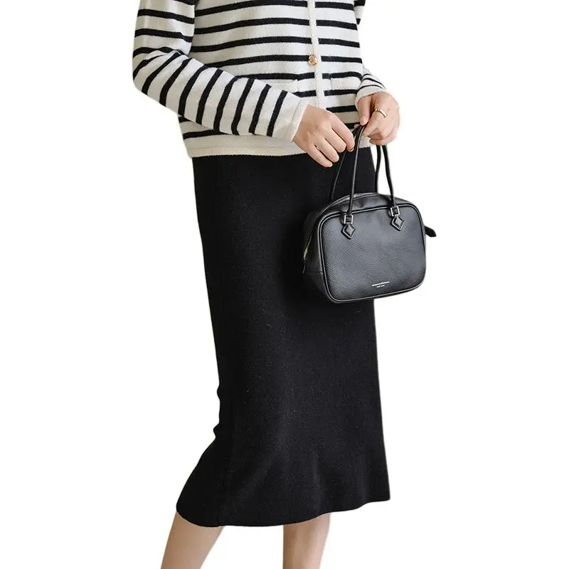SNOWFORTE Knit Long Skirts Women's Obsidian Black-1