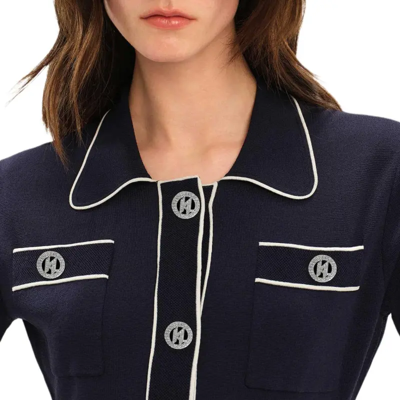 KARL LAGERFELD SS25 Short Sleeved Dress Women's Navy Blue-4