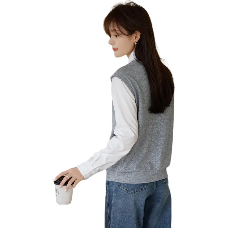 Mo Han Yi Mei Sweatshirt Women's Gray & White-5