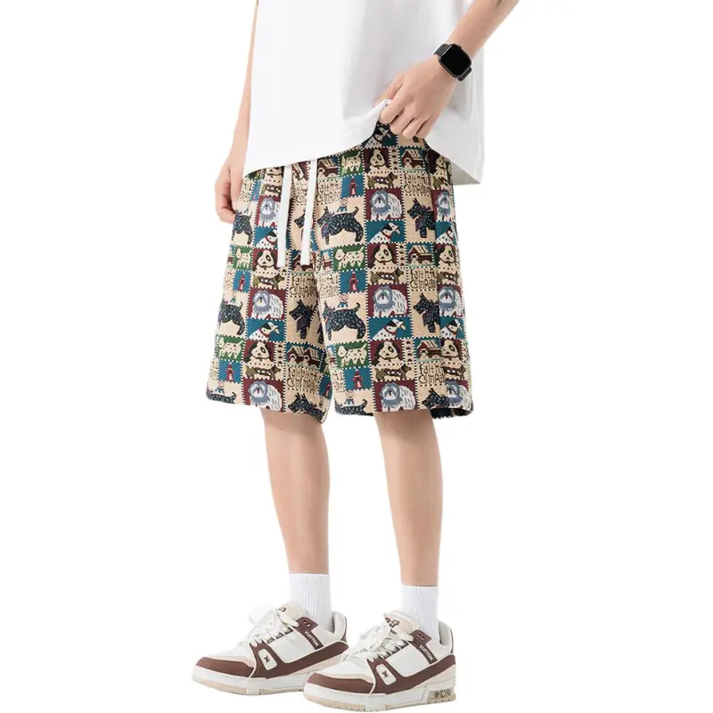 FRQ Casual Shorts Unisex Embroidery Dog-5