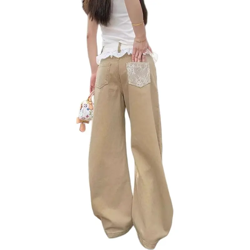 Mu Qingqing Jeans Unisex Dark Khaki-1