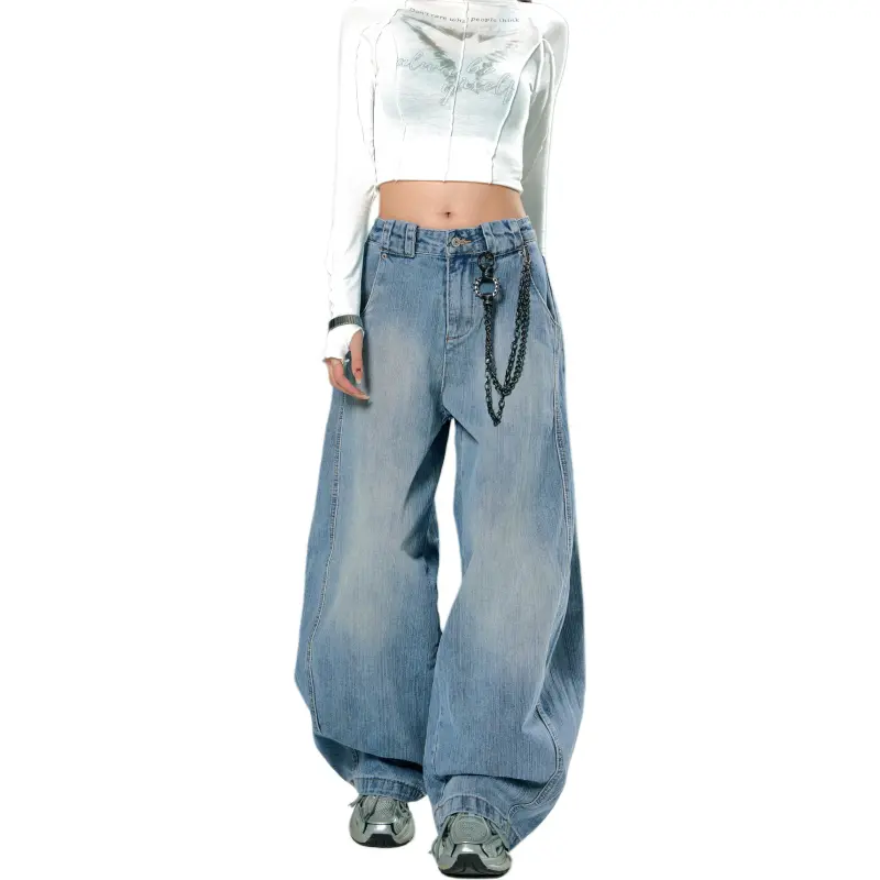 YIXIAOMO Jeans Unisex Blue-6