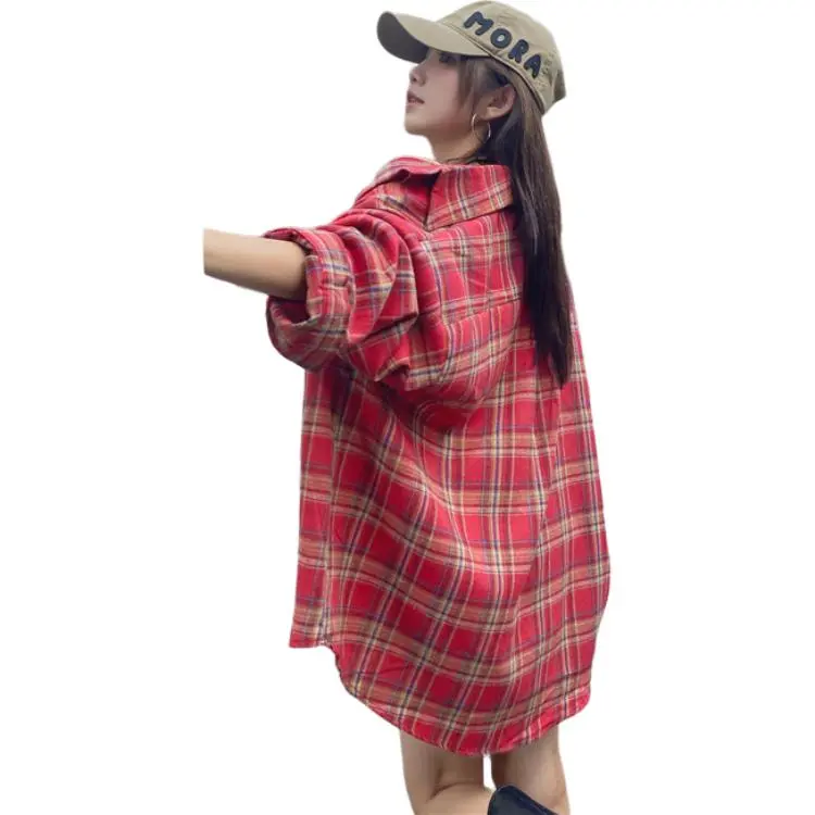 Dior Beauty Shirt Women's Red Plaid-3