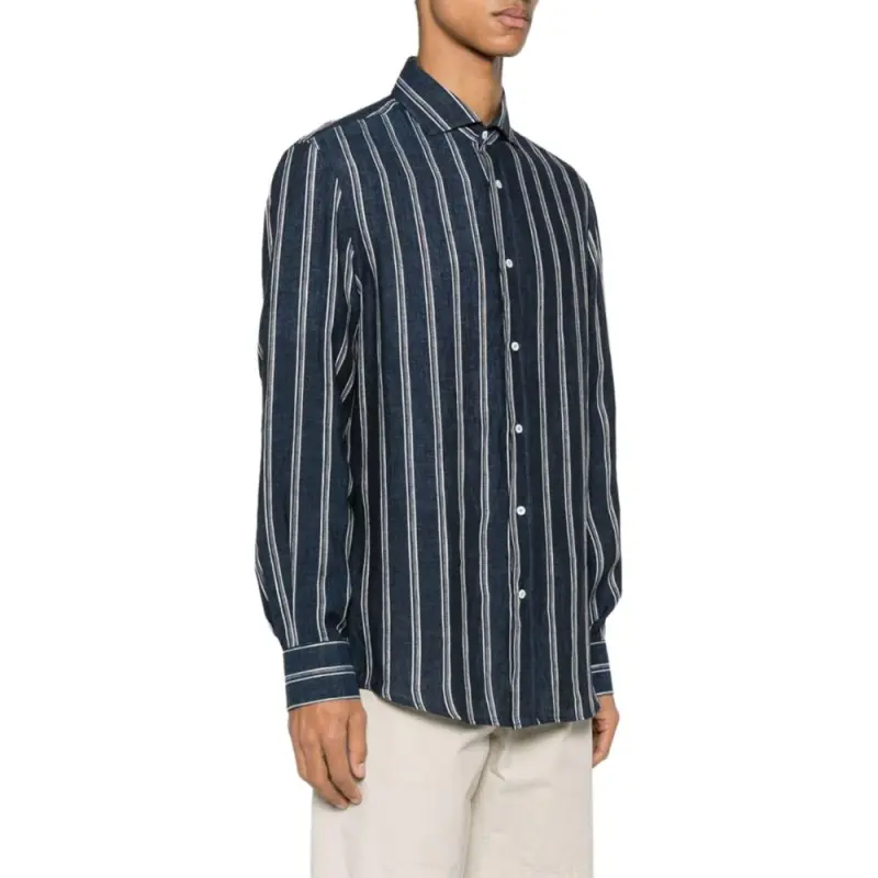 Brunello Cucinelli Striped Chambray Linen Shirt-3