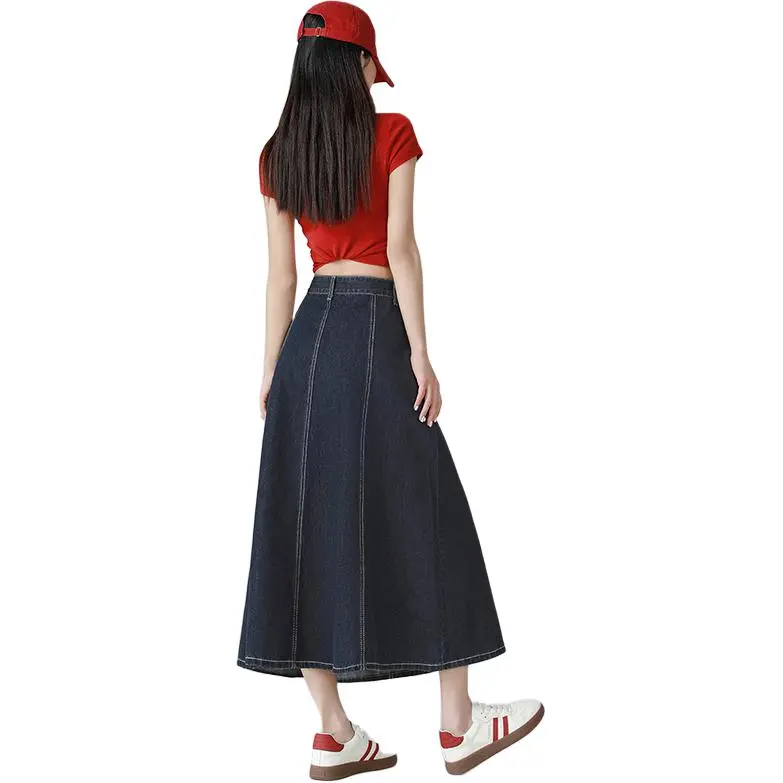 Mm Denim Long Skirts Women's Dark Blue-1