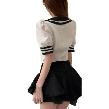 Garbege Uniform Women's White Shirt Bow Tie Black Skirt Set