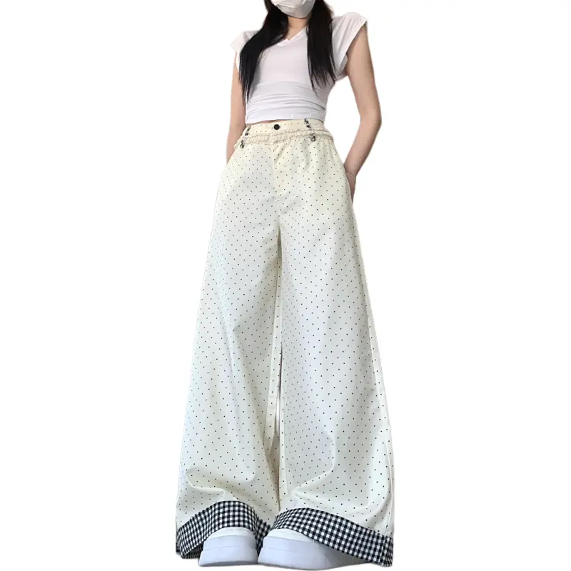 Mu Xiao Xin Casual Pants Women's Apricot Polka Dot-3