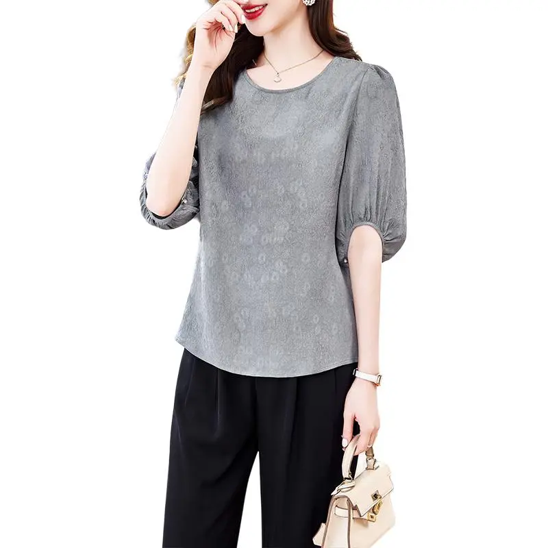 Yi Mengyuan Set in Sleeve Silk T shirt Women's-1