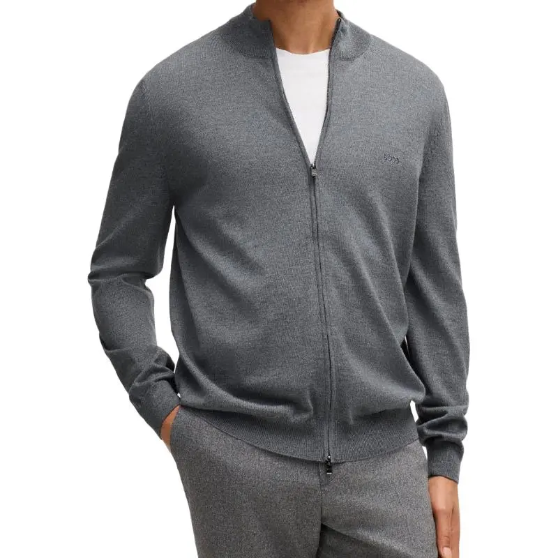 HUGO BOSS Logo Embroidered Zipped Knit Cardigan-1