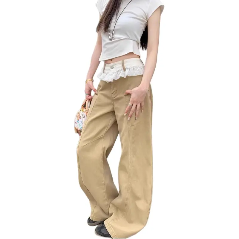 Mu Qingqing Jeans Unisex Dark Khaki-2