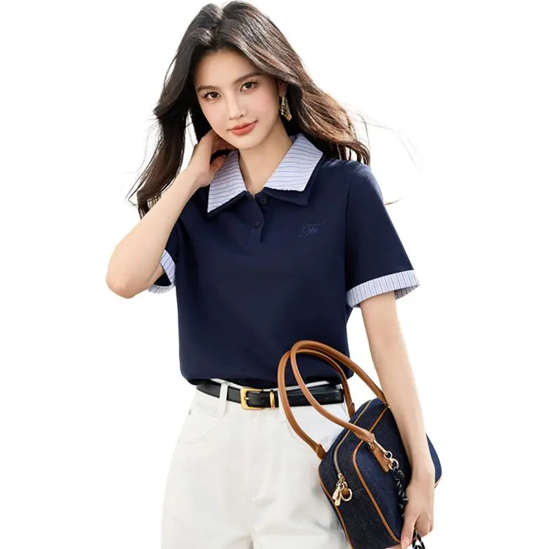 La Chapelle T Shirts Women's Navy Blue-1