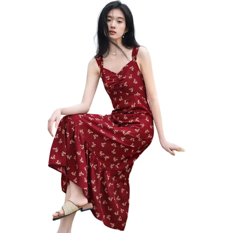 XWI Slip Dresses Women's Red With Print-2