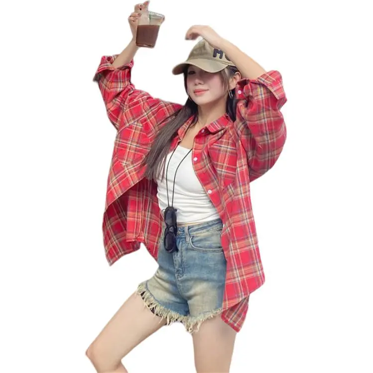 Dior Beauty Shirt Women's Red Plaid-1