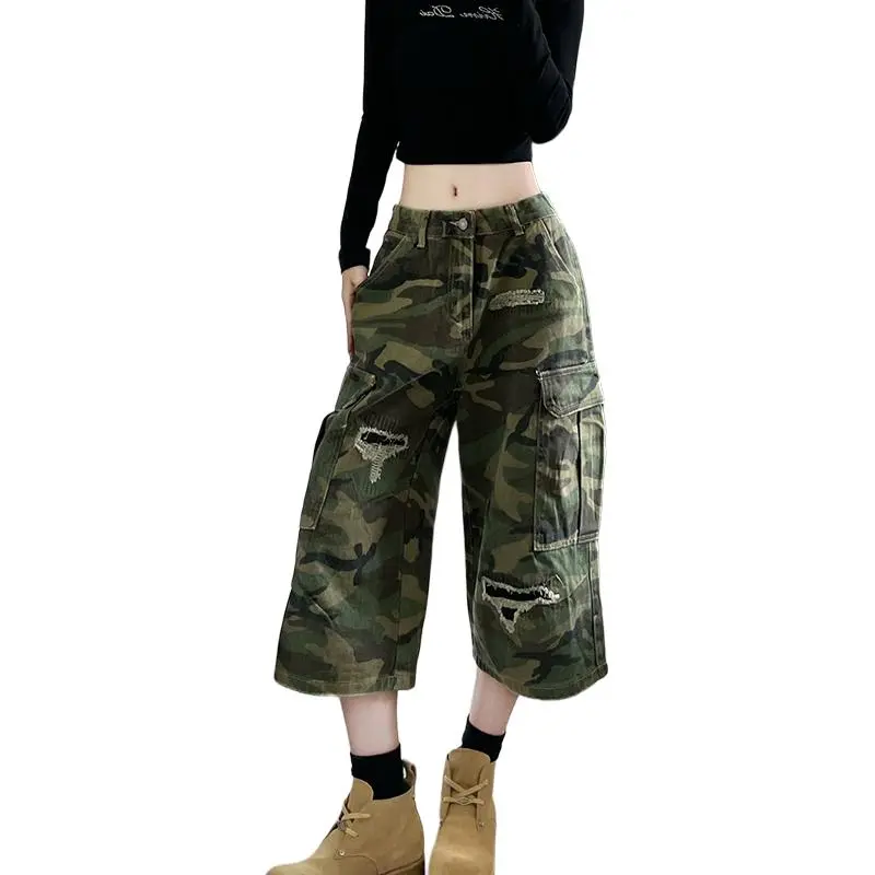 CORNILOT Denim Shorts Unisex Green Camouflage-5
