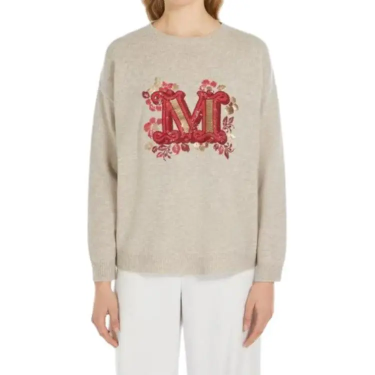 MaxMara Quota Logo Embellished Crewneck Jumper-1