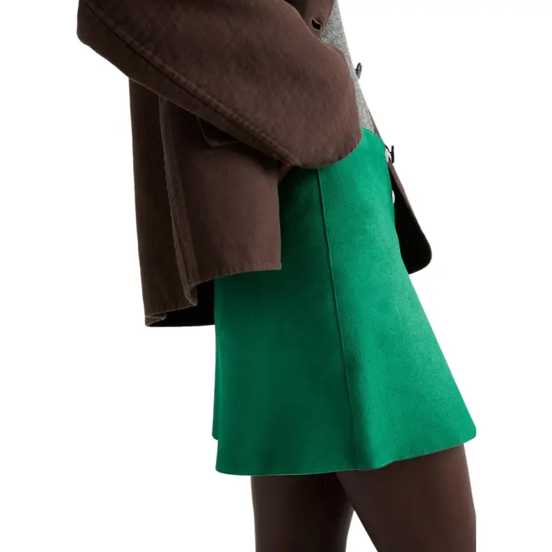 PRADA Leather Short Skirts Women's Green-4