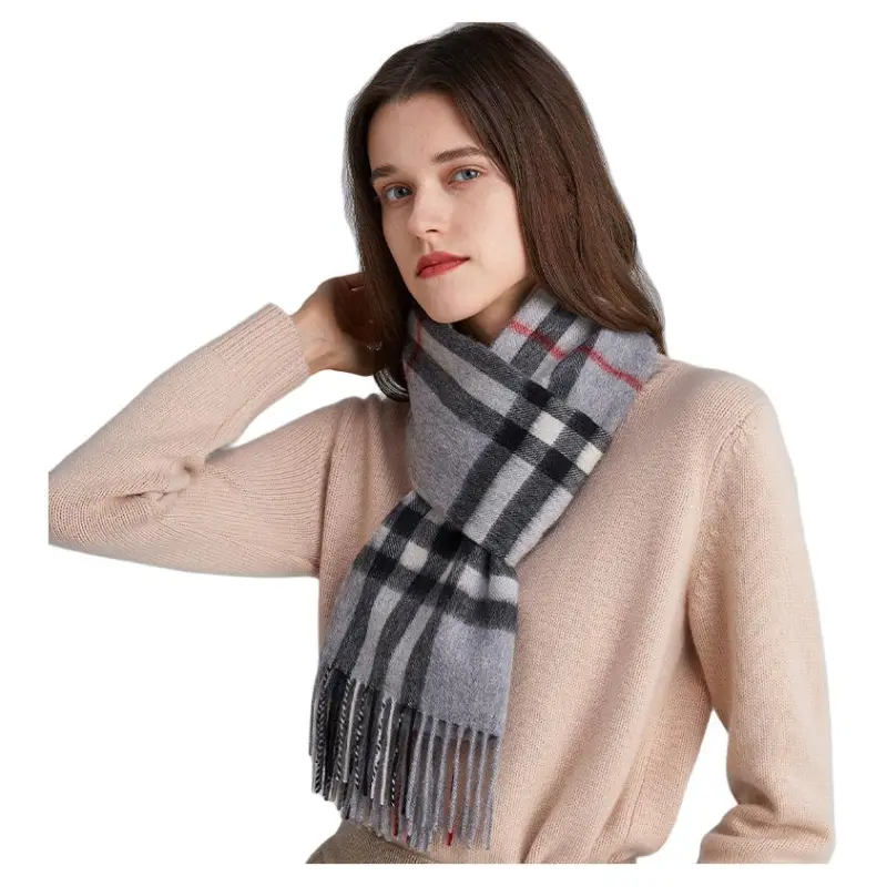 H YXIANG Cashmere Knit Scarves Women's-24