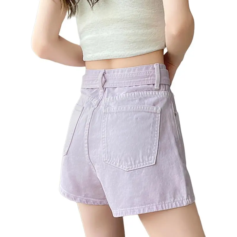 Garbege Denim Shorts Women's Purple-1