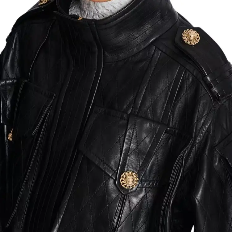 BALMAIN SS25 Leather Jacket Women's Black-6