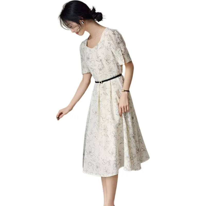 XWI Short Sleeved Dresses Women's Line Pattern-3