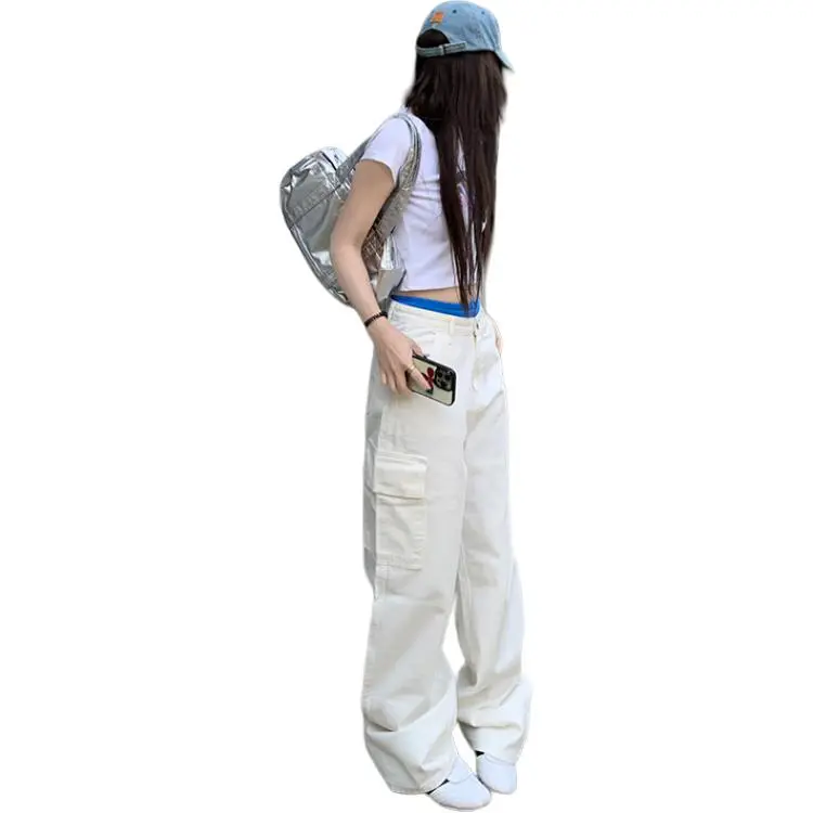 Kazakhstan Cargo Pants Jeans Women's White-1