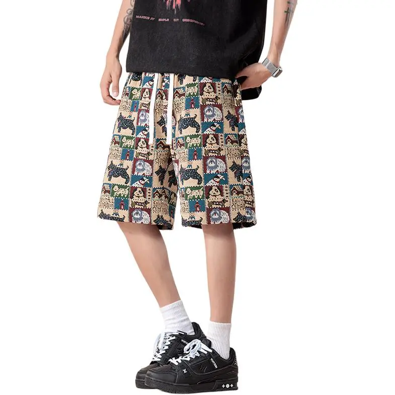 PRBLMS Casual Shorts Men Embroidery Dog-4