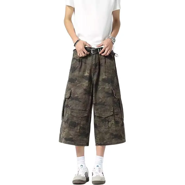 DUATOGE Denim Shorts Men Camouflage--2