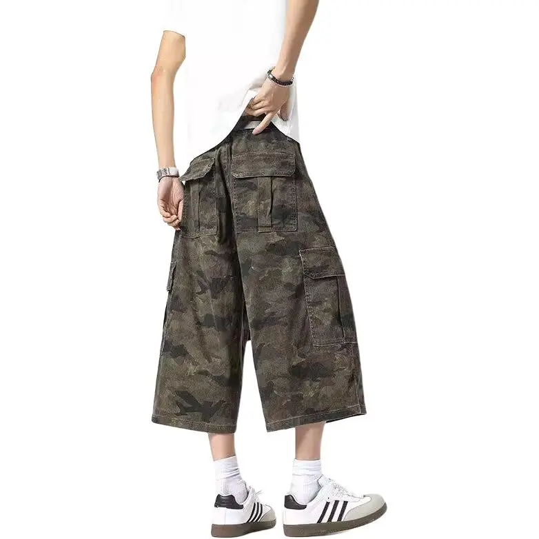 DUATOGE Denim Shorts Men Camouflage--1
