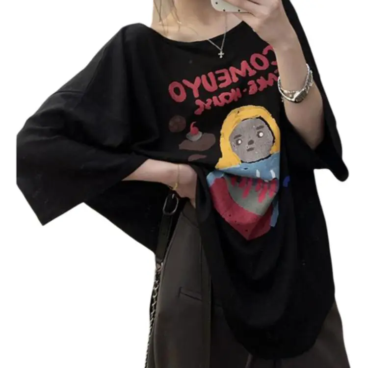 Mu Xiao Xin Drop Shoulder Sleeve T Shirt Women's-5