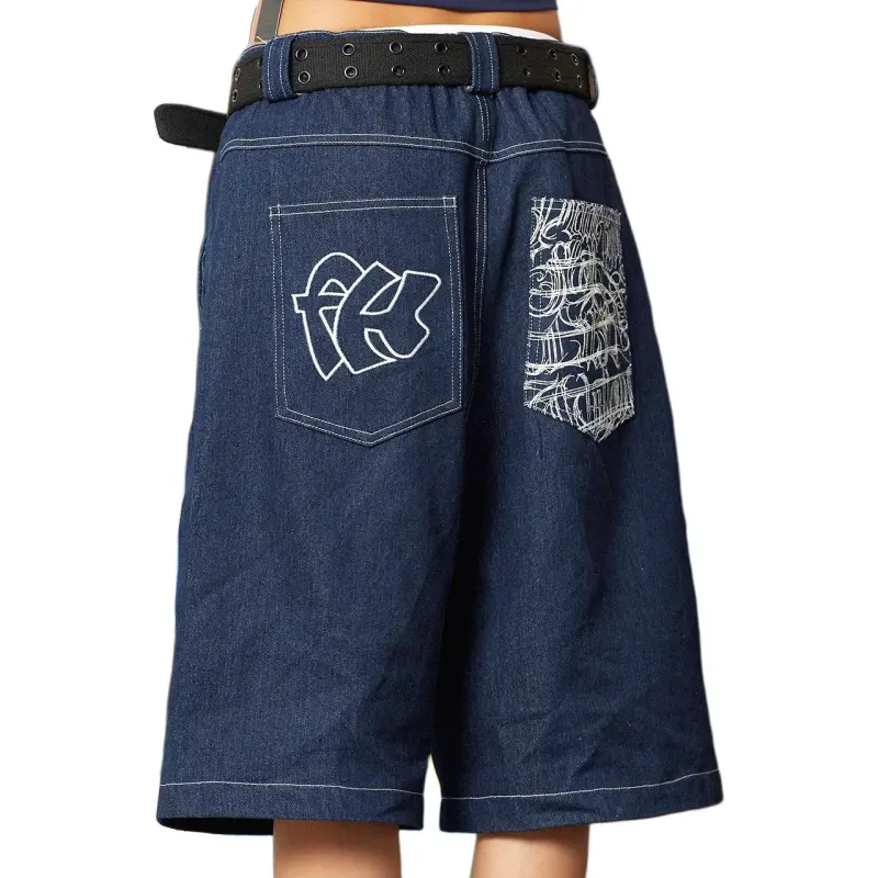 DUATOGE Denim Shorts Men Blue--2