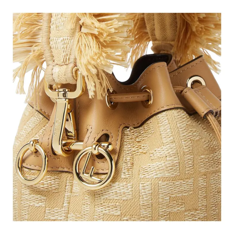 FENDI Mon Tresor Polyester Bucket Bag, Shoulder Bag, Crossbody Bag, Handbag Mini Women's Beige-4