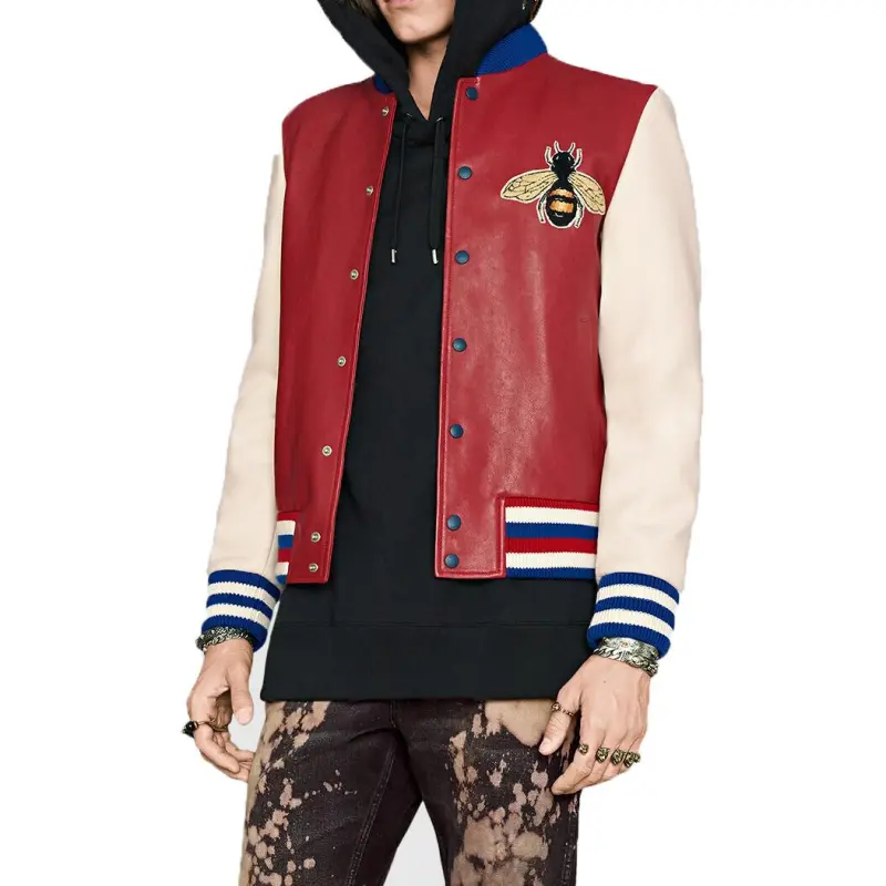 GUCCI Leather Jackets Men Red-1