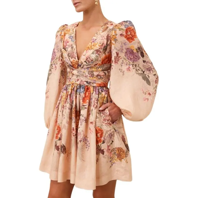 Zimmermann FW24 Long Sleeved Dresses Women's Peach-1