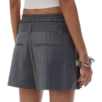 Alexander Wang FW24 Casual Shorts Women's Gray Pinstripe