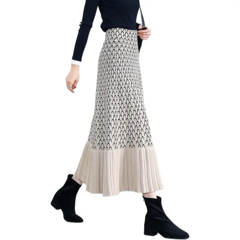 【dme】 Knit Long Skirt Women's Apricot-2