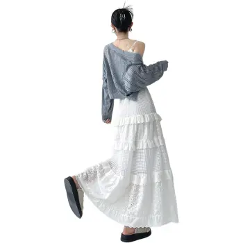 ADOONGA Casual Long Skirt Women's White