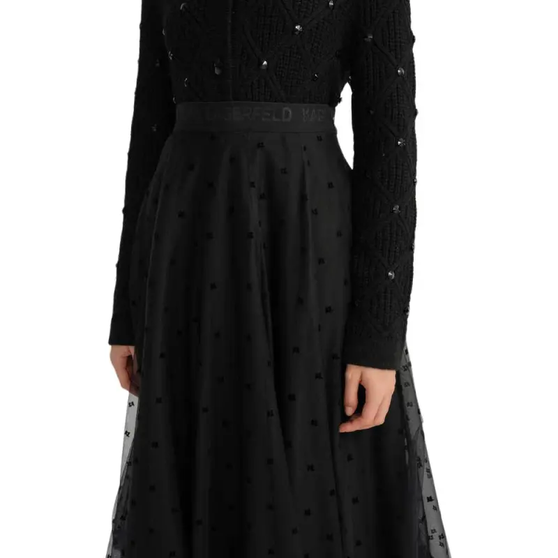 KARL LAGERFELD FW23 Casual Long Skirt Women's Black-4