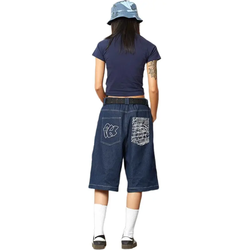 DUATOGE Denim Shorts Men Blue--4