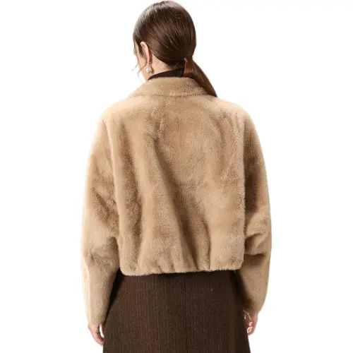 FENHONGMALI Velvet feel Coat Women's Camel