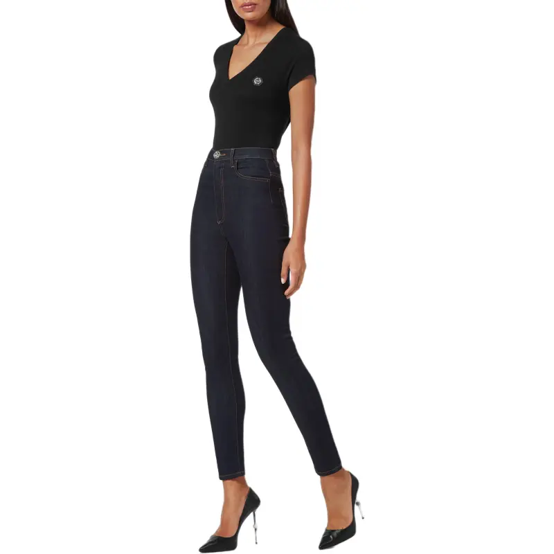 PHILIPP PLEIN Logo plaque Stretch cotton Skinny Jeans-1