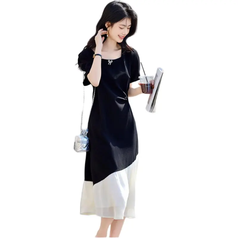 Flowers In Water Short Sleeved Dress Women's-1