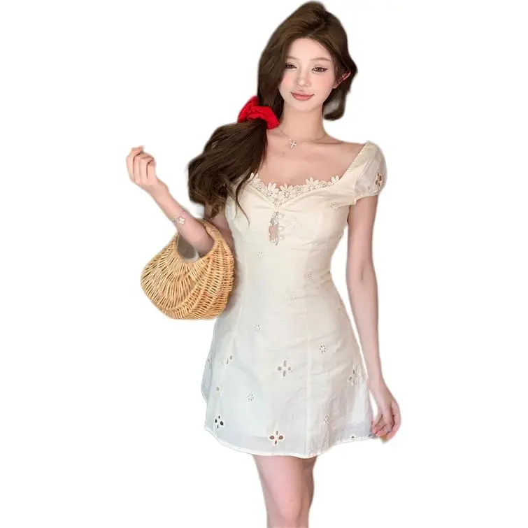 Mu Xiao Xin Slip Dresses Women's Beige Apricot-2