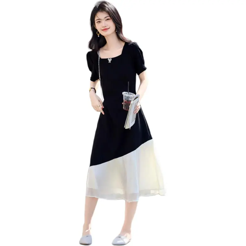 Flowers In Water Short Sleeved Dress Women's-2