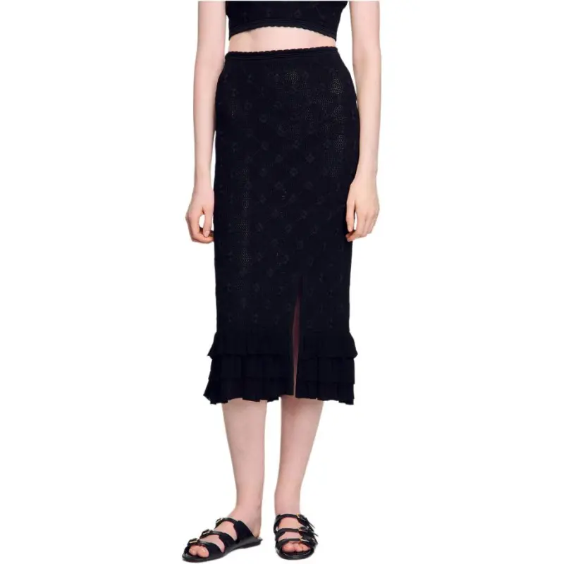 Sandro Floral embroidered Midi Skirt-1