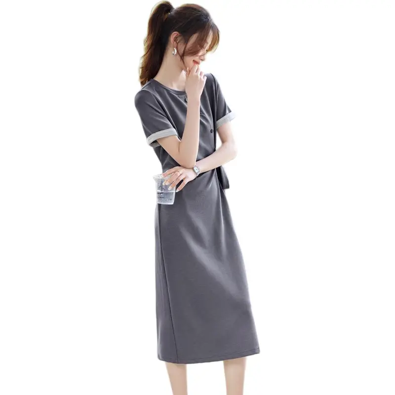 Mo Han Yi Mei Short Sleeved Dress Women's Gull Gray-5