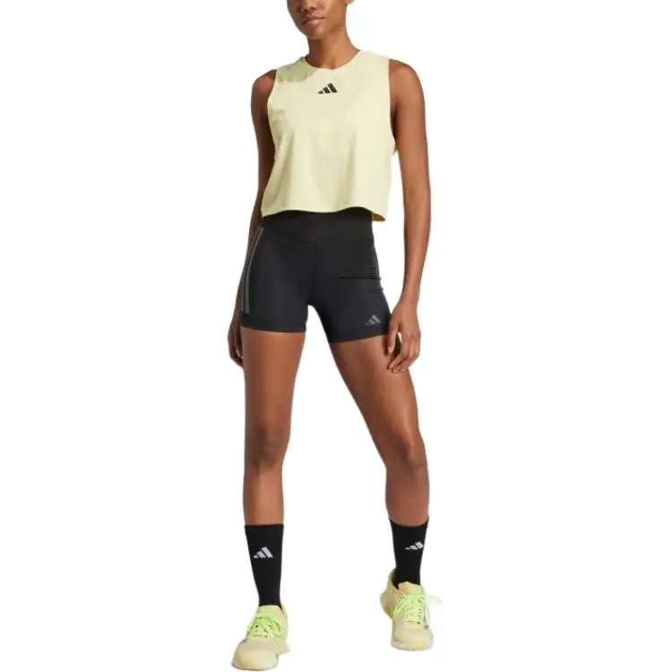 Adidas Women's Optime 3 Stripes 1/4 Short Leggings Black-2